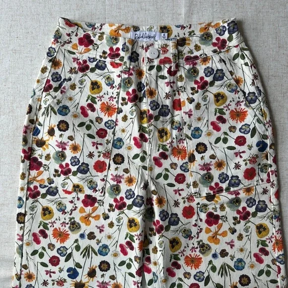 Rachel Antonoff Mike Pant Pressed Flowers Wide Leg High Rise Pants Size 4 - Picture 7 of 14